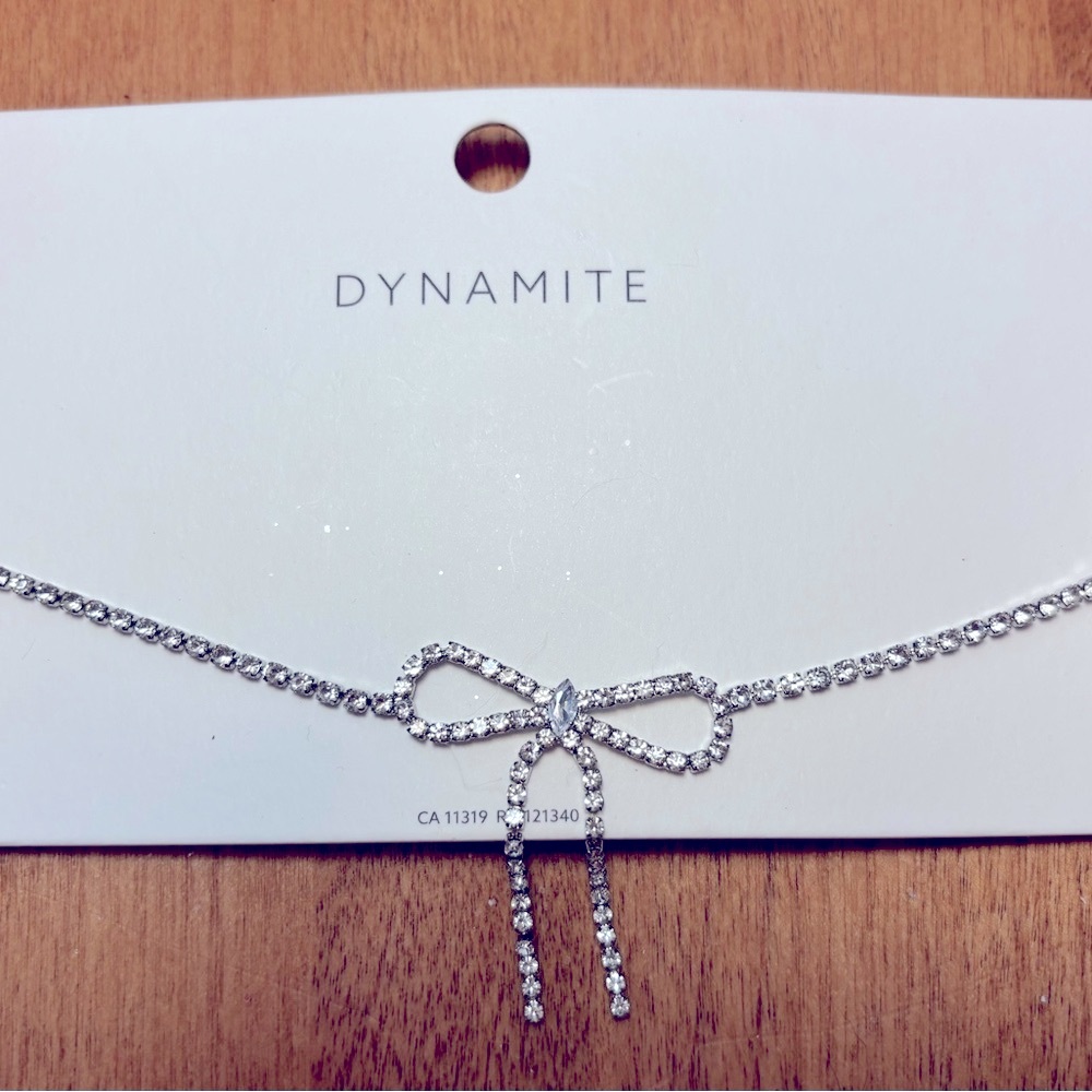 Dynamite Crystal Bow Choker Style Necklace